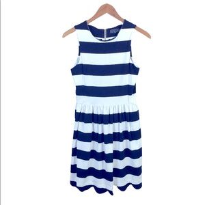 Duffield Lane Navy and White Stripe Lake Dress Scalloped Hem Size XS